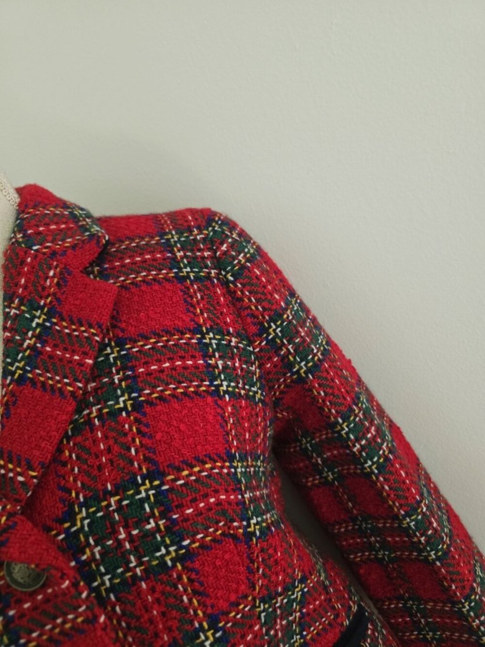 Talbots Plaid Red Holiday Wool Blend Christmas Blazer Jacket Small 4 P Petite - Picture 11 of 12